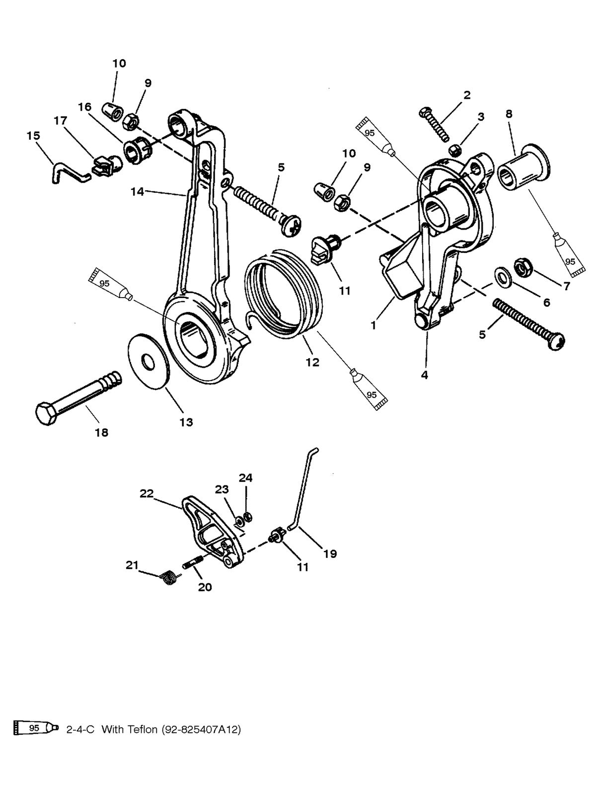 MERCURY/MARINER 50/55/60 JET 45 THROTTLE LEVER AND LINKAGE
