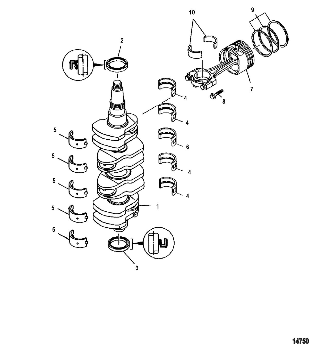 MERCURY/MARINER 115 EFI (4-STROKE) Crankshaft, Pistons And Connecting Rods