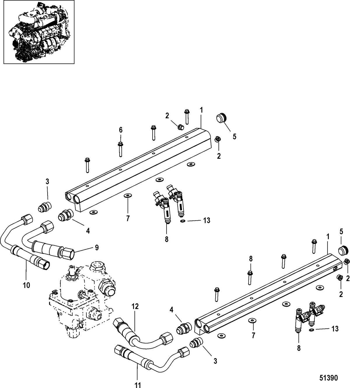 RACE STERNDRIVE RACE 1350 QC4V Fuel Rail Assembly