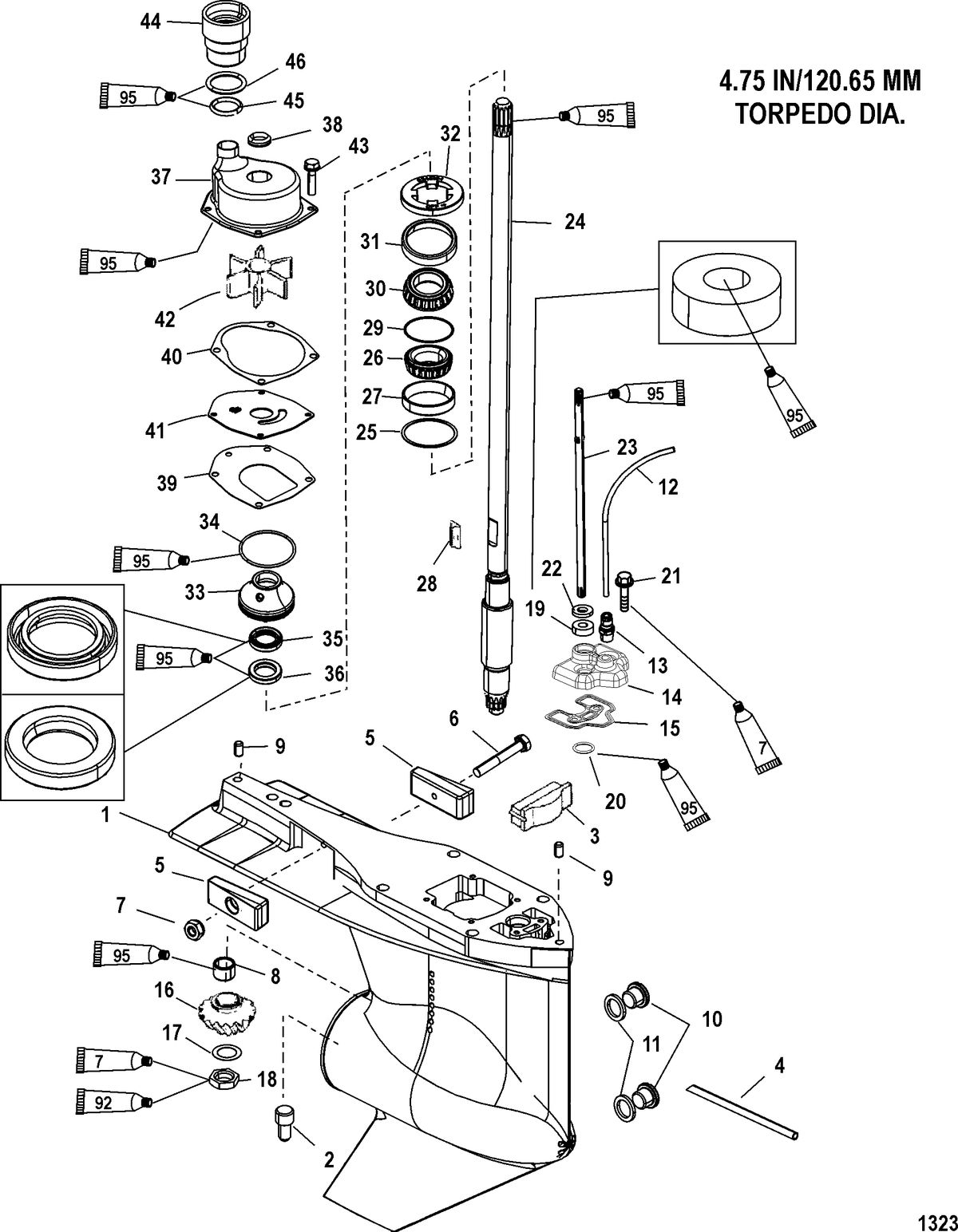 MERCURY/MARINER 200/225 DFI (3.0L) GEAR HOUSING(DRIVESHAFT)(STANDARD/COUNTER ROTATION)