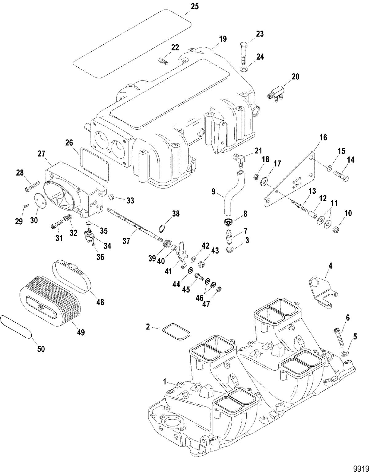 RACE STERNDRIVE 500 EFI Intake Manifold / Plenum And Components
