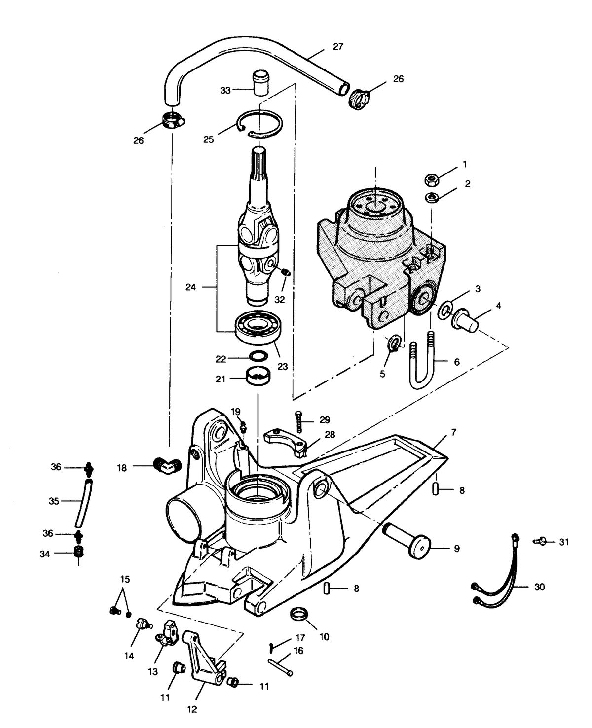 FORCE FORCE 1991 90 H.P. "D" MODEL L-DRIVE U-JOINT AND HOUSING