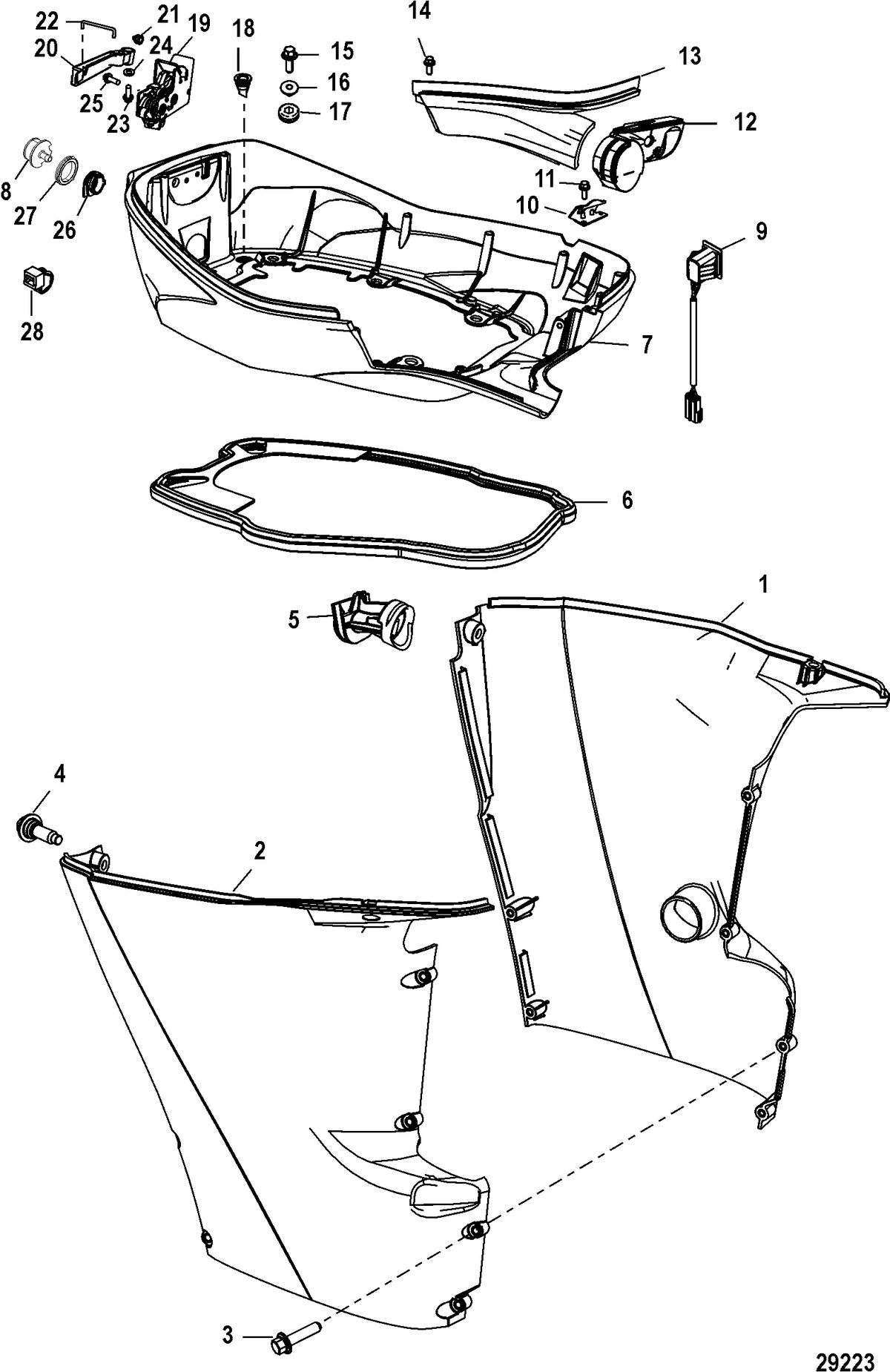 MERCURY/MARINER 40/50/60/JET 40 EFI - 4 CYLINDER  4-STROKE Bottom Cowl