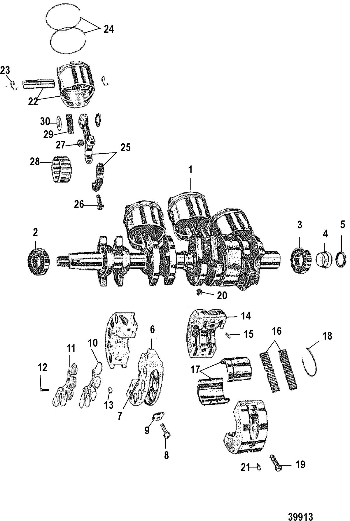 MERCURY MERC 80 CRANKSHAFT, PISTON AND CONNECTING ROD
