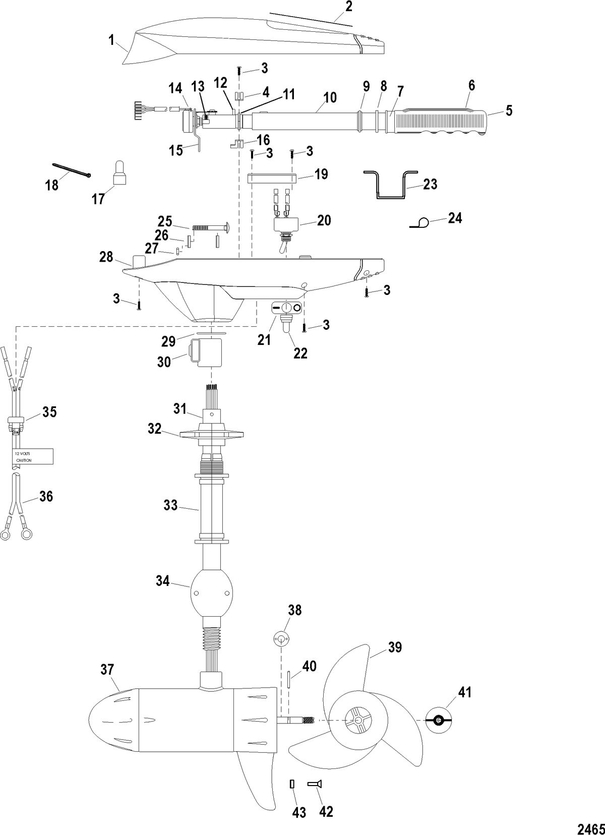 TROLLING MOTOR MOTORGUIDE SALT WATER SERIES Complete Trolling Motor(Model SW54HBD / SW54HBV) (12 Volt)
