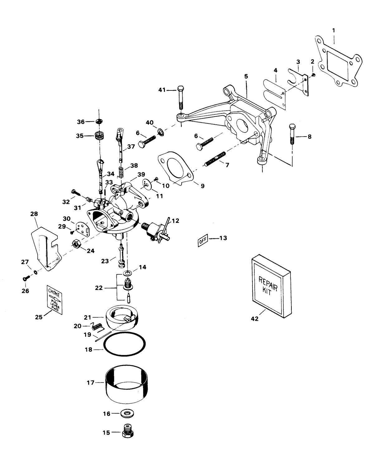 CHRYSLER 3.5 HP CARBURETOR & REED PLATE