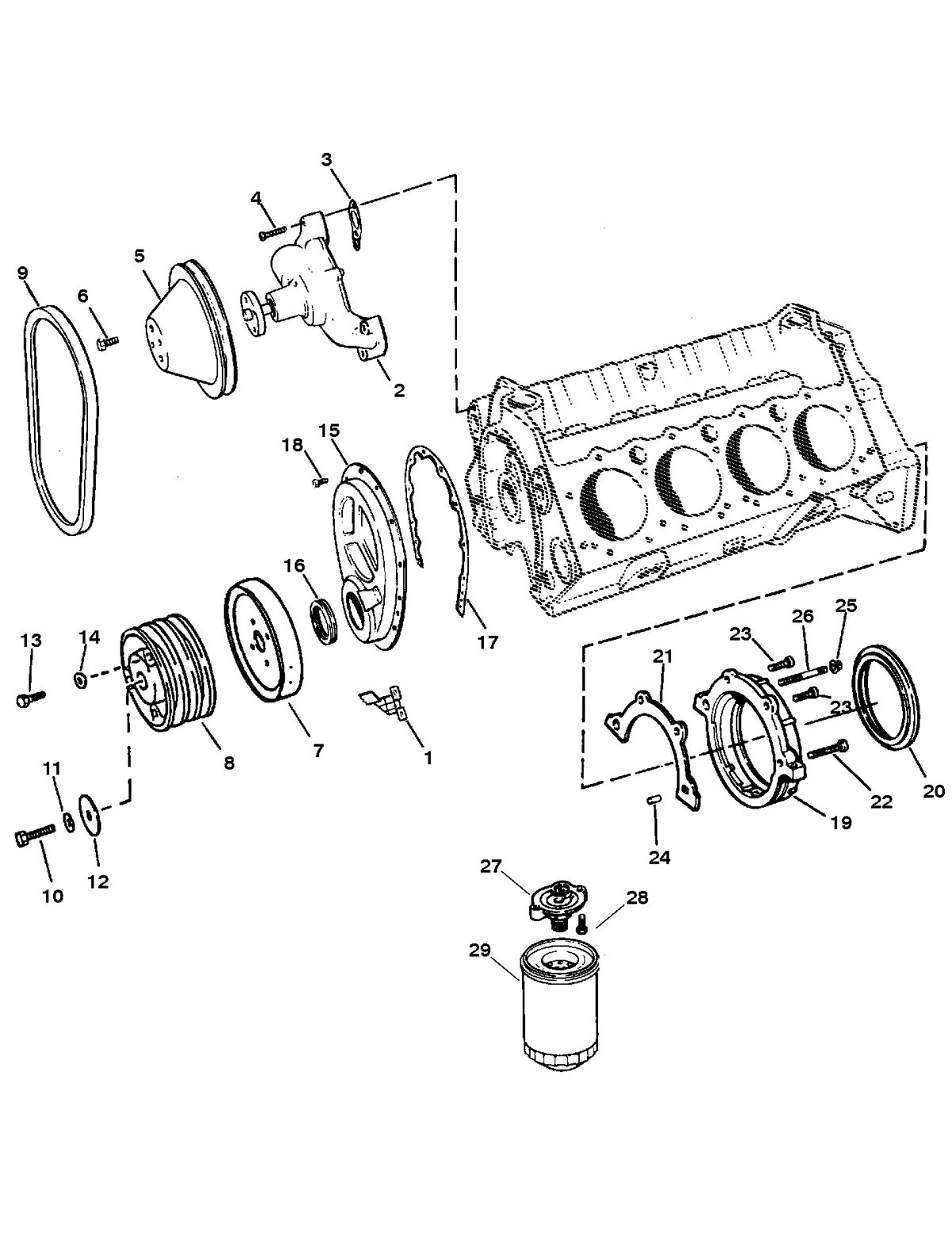 MERCRUISER 350 MAGNUM EFI/MP TOURN SKI WATER PUMP AND FRONT COVER