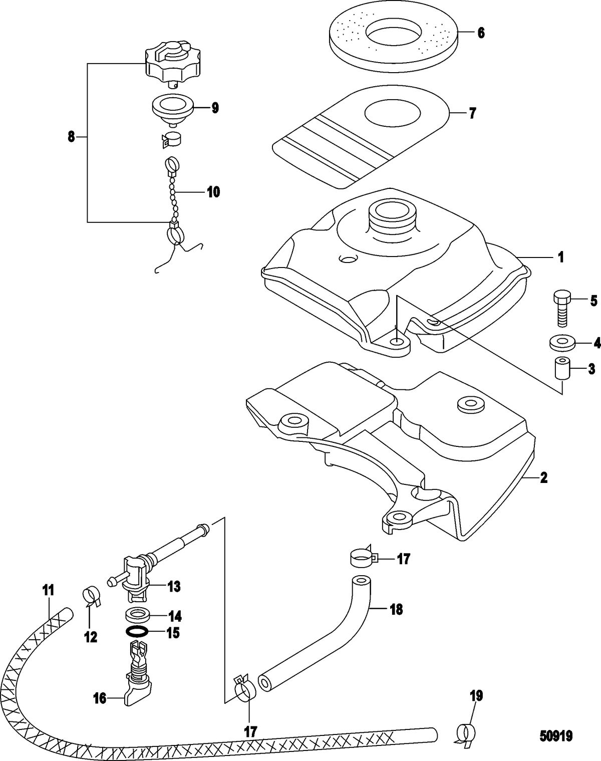 MERCURY/MARINER 2/2.5/3.5 4-STROKE Fuel Tank, EPA Models-Serial # 0R448033 and Up