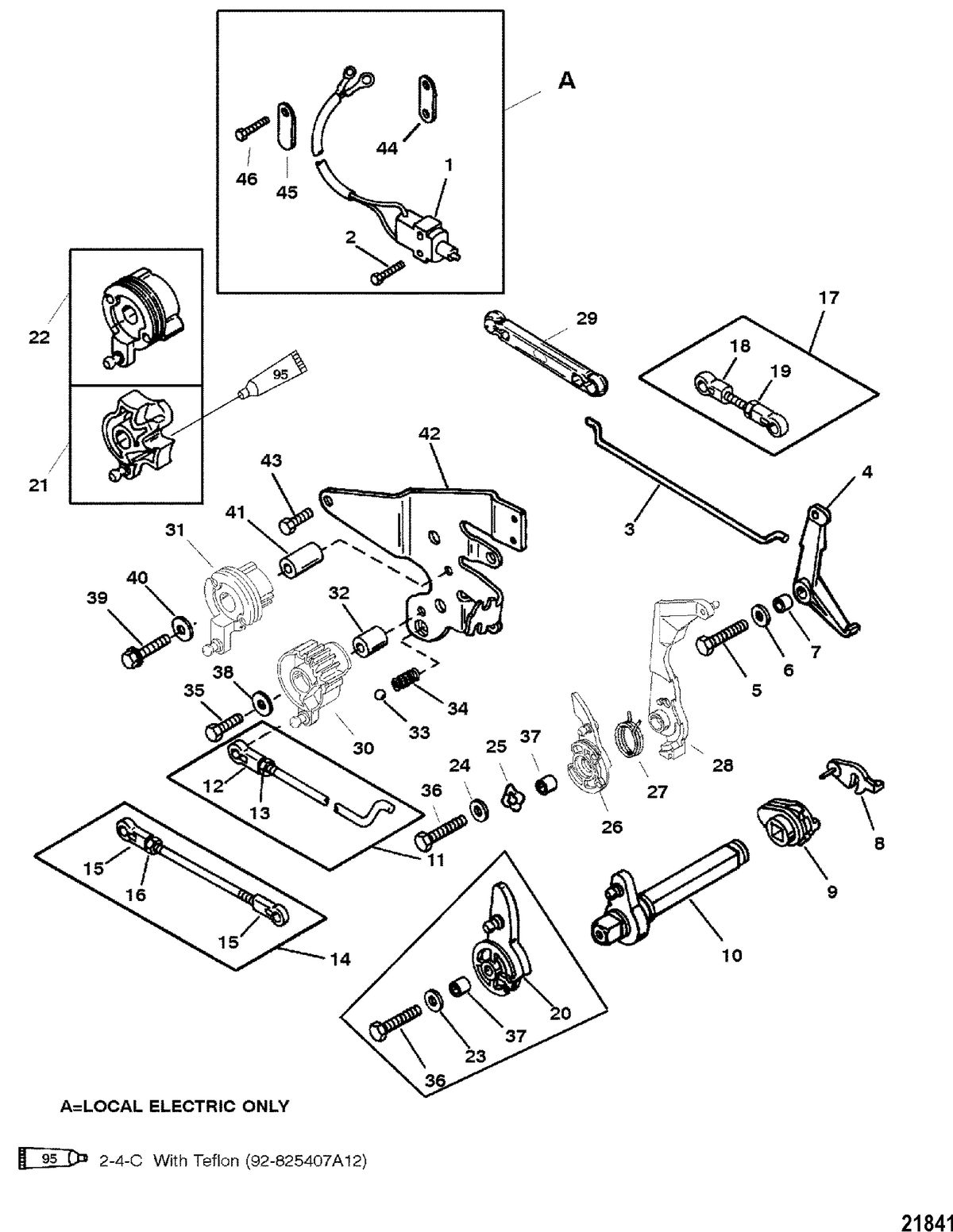 MERCURY/MARINER 20/25/JET 20/SUPER 15/15XD/25 SEAPRO/MARATHON 2 CYLINDER Throttle and Shift Linkage(Tiller Handle Shift)