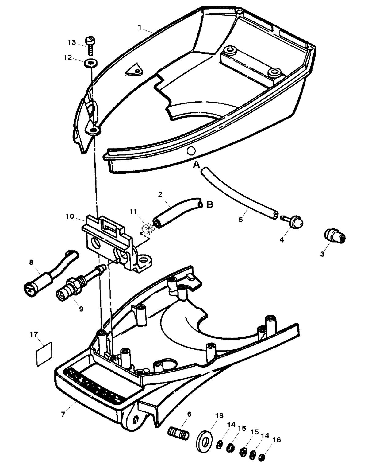 SEARS GAMEFISHER 5 H.P. (1998) BOTTOM COWL AND SUPPORT PLATE