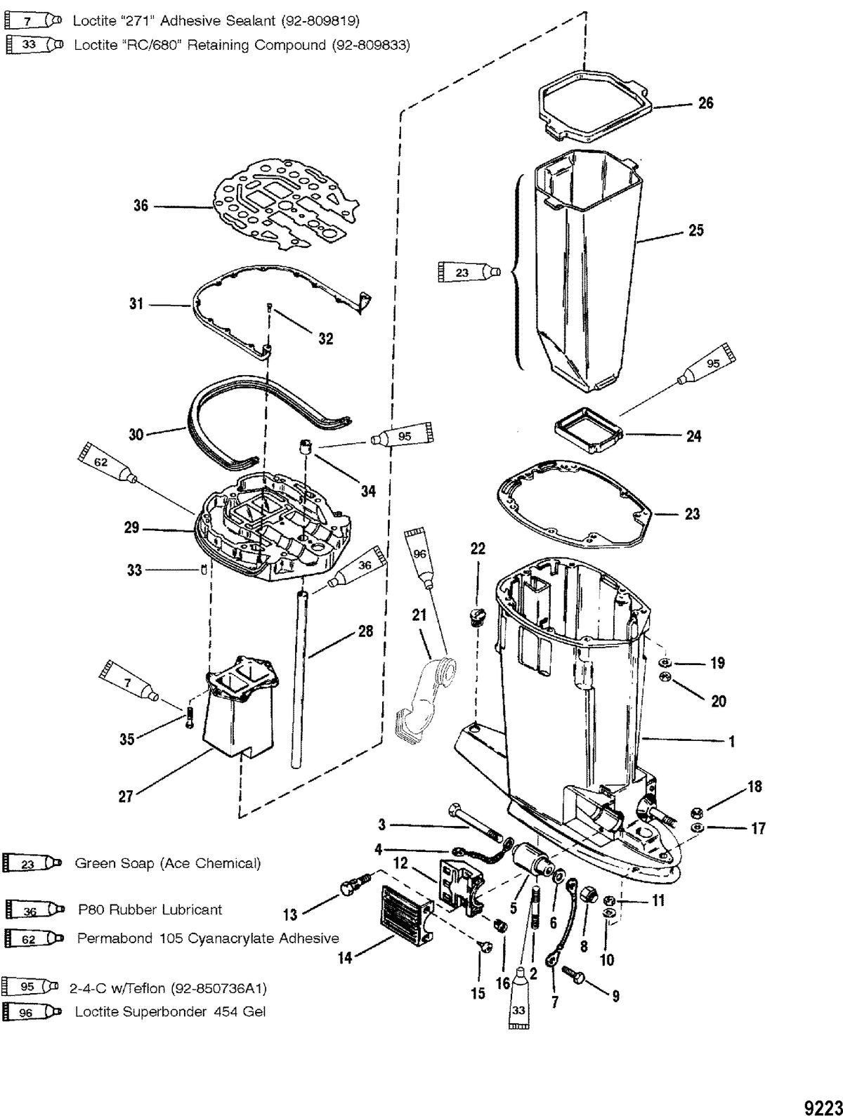 MERCURY/MARINER 115/135/150 DFI (2.5L) Driveshaft Housing and Exhaust Tube