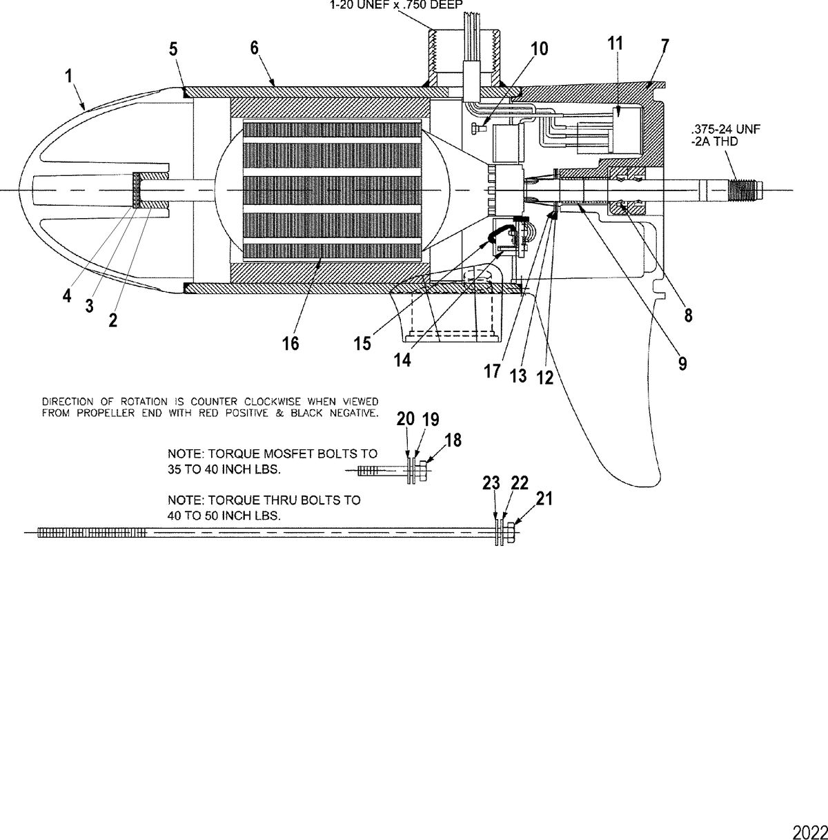 TROLLING MOTOR MOTORGUIDE TOUR, TOUR PINPOINT AND TOUR ES SERIES Lower Unit Assembly(109# - Variable) (MXS397022)