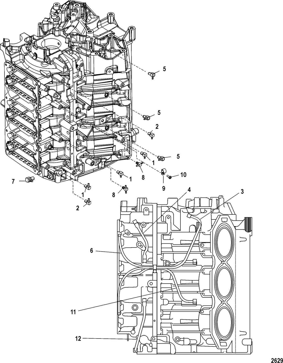 MERCURY 225 PRO XS (3.0L) DFI Port Center Main Oiling System