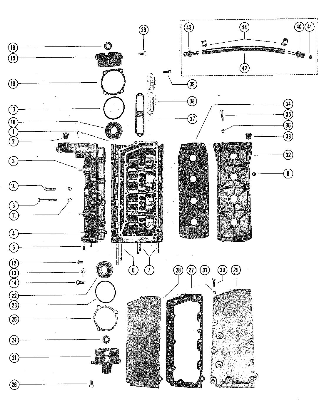 MARK MARK 35A MERC 300/350 CYLINDER BLOCK AND CRANKCASE ASSEMBLY
