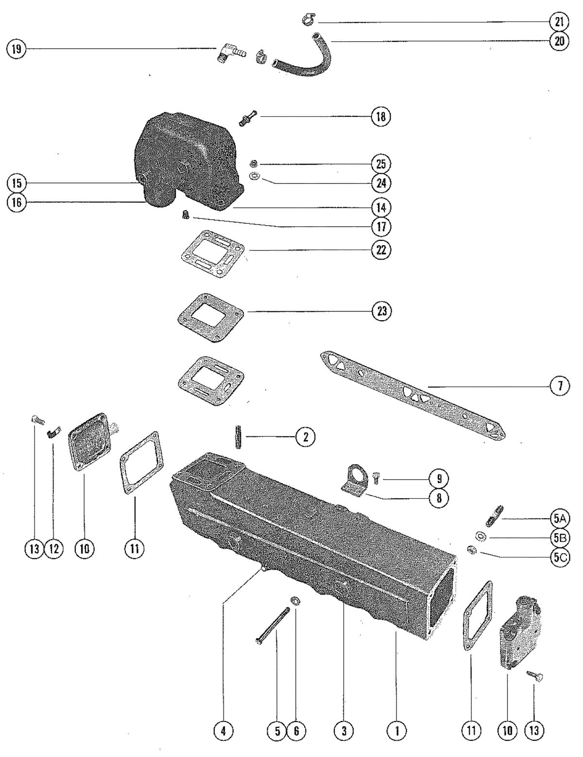 MERCRUISER 225 ENGINE EXHAUST MANIFOLD AND EXHAUST ELBOW ASSEMBLY