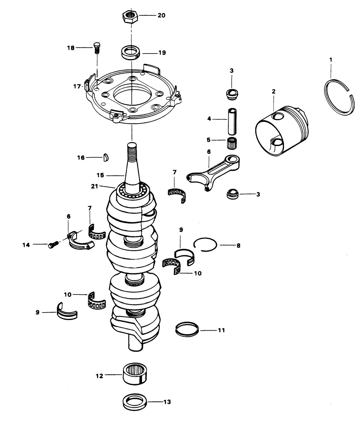 CHRYSLER 115 H.P. CRANKSHAFT AND PISTON GROUP