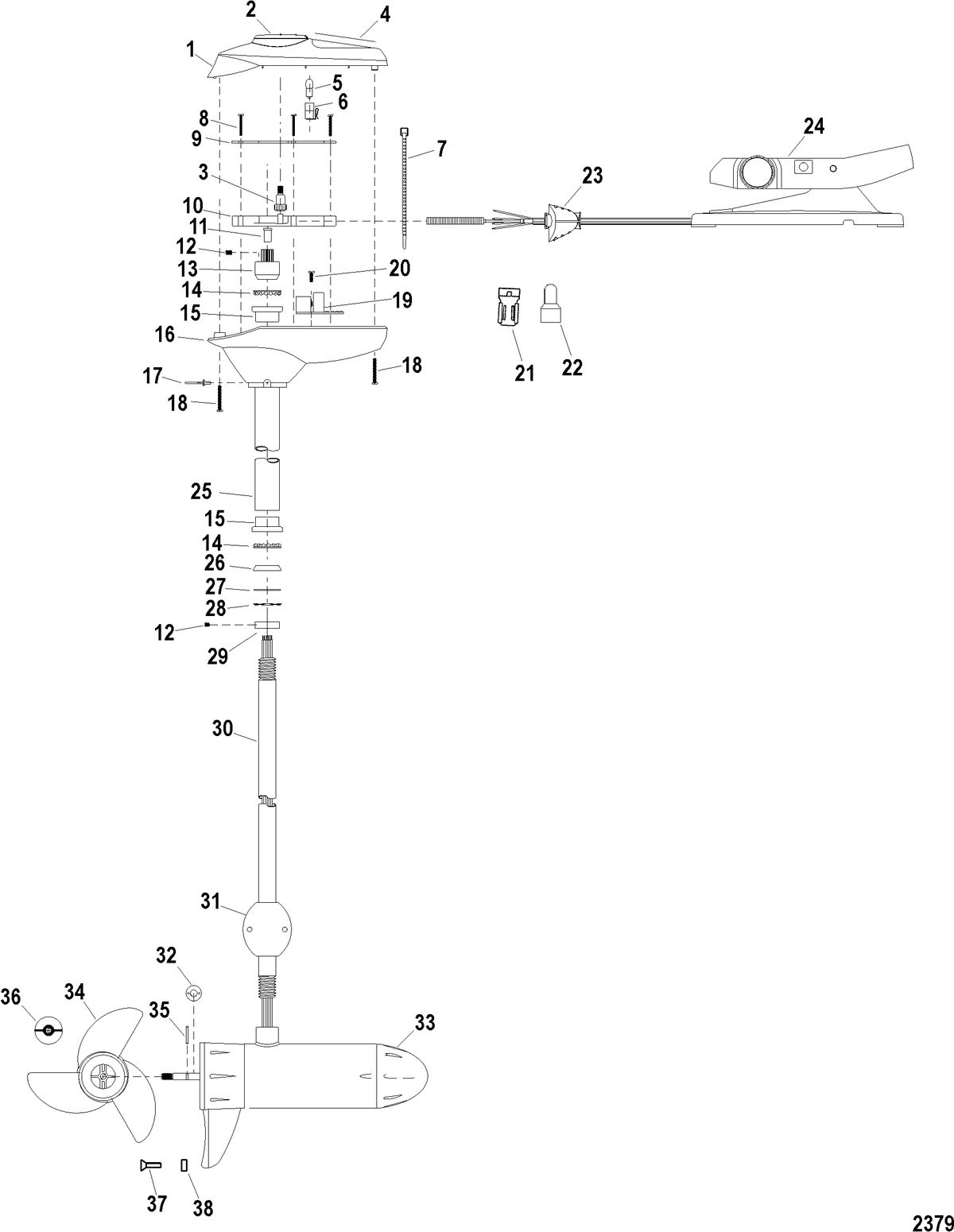 TROLLING MOTOR MOTORGUIDE SALT WATER SERIES Complete Trolling Motor(Model SW82FBD / SW82FBV) (24 Volt)