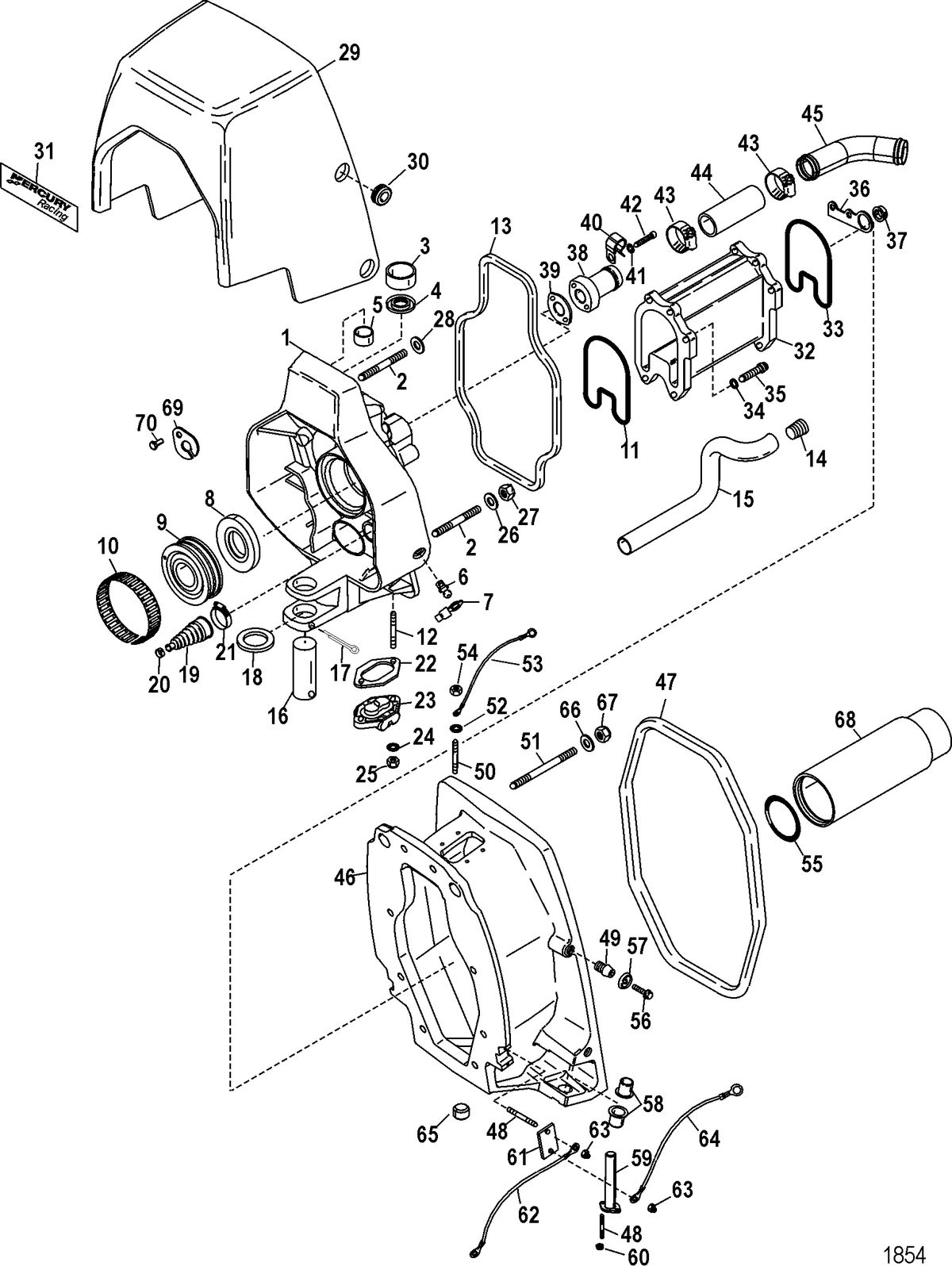 MERCRUISER BRAVO-I XR/XZ STERNDRIVE AND TRANSOM ASSEMBLY Gimbal Housing(Integrated Transom)