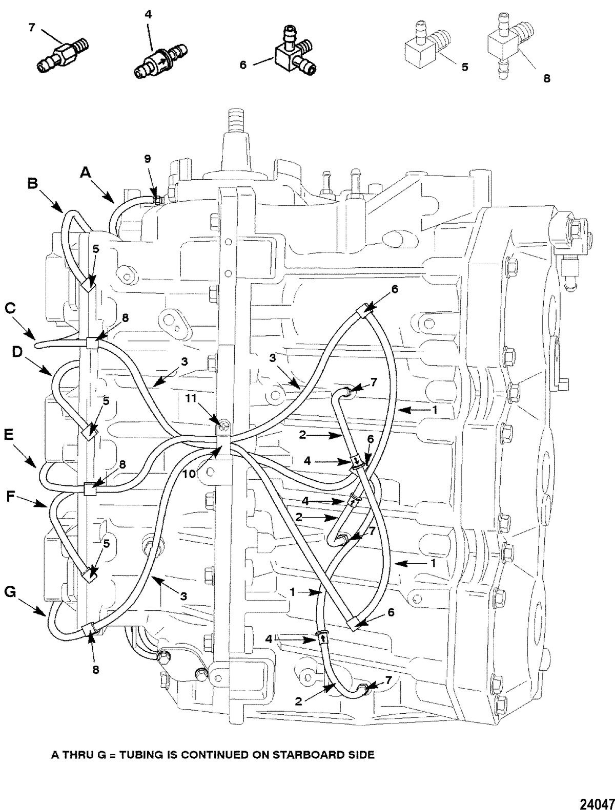 MERCURY/MARINER 225/225 SEAPRO/MARATHON (3.0L) CARB BLEED SYSTEM(PORT)