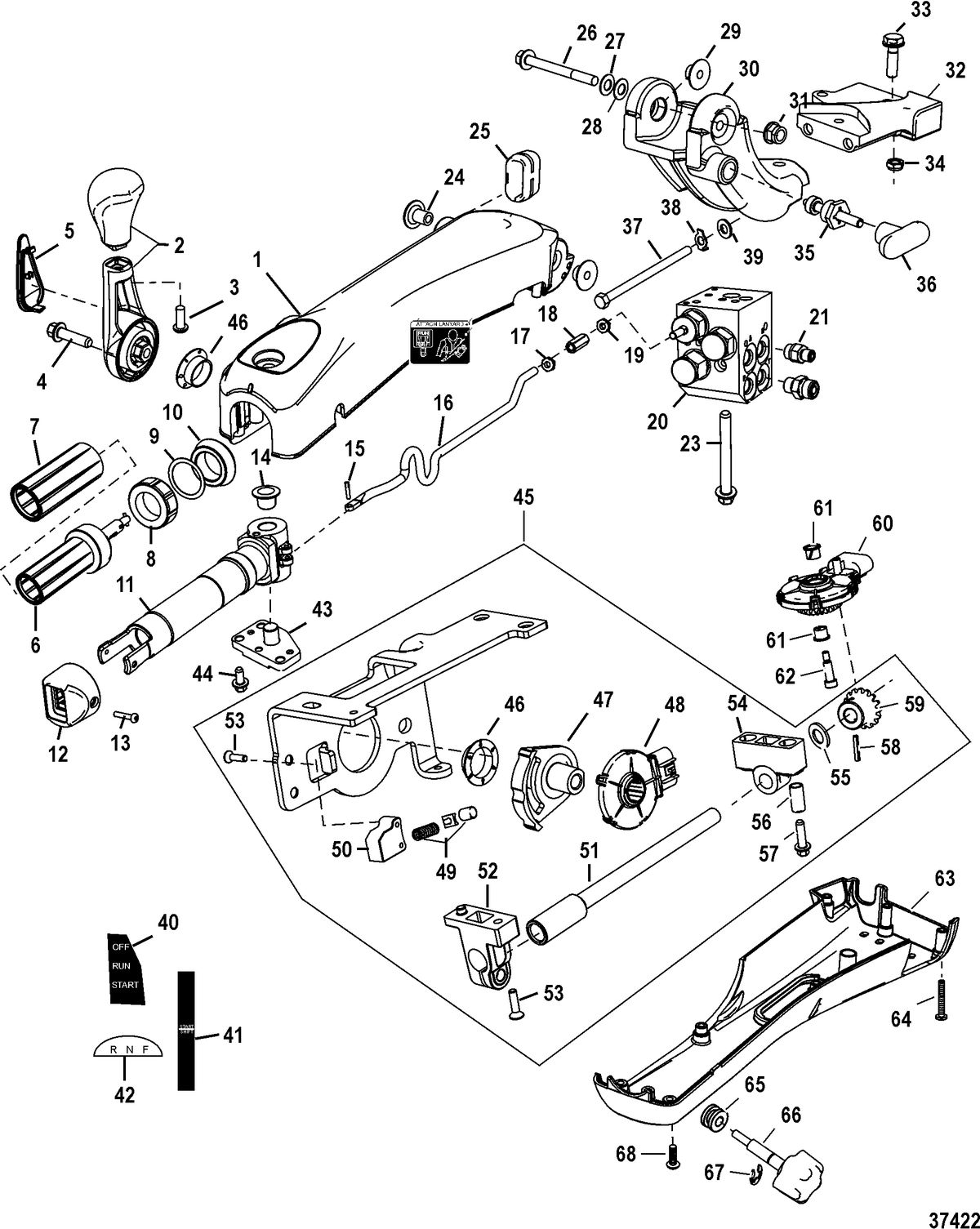 ACCESSORIES STEERING SYSTEMS AND COMPONENTS Tiller Handle Kit(Big Tiller-Power Steer, DTS)