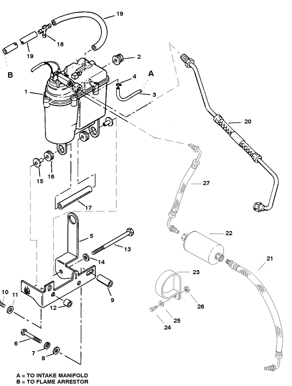 MERCRUISER 350 MAGNUM BRAVO (EFI-MP GEN+) VAPOR SEPARATOR TANK AND FUEL LINES