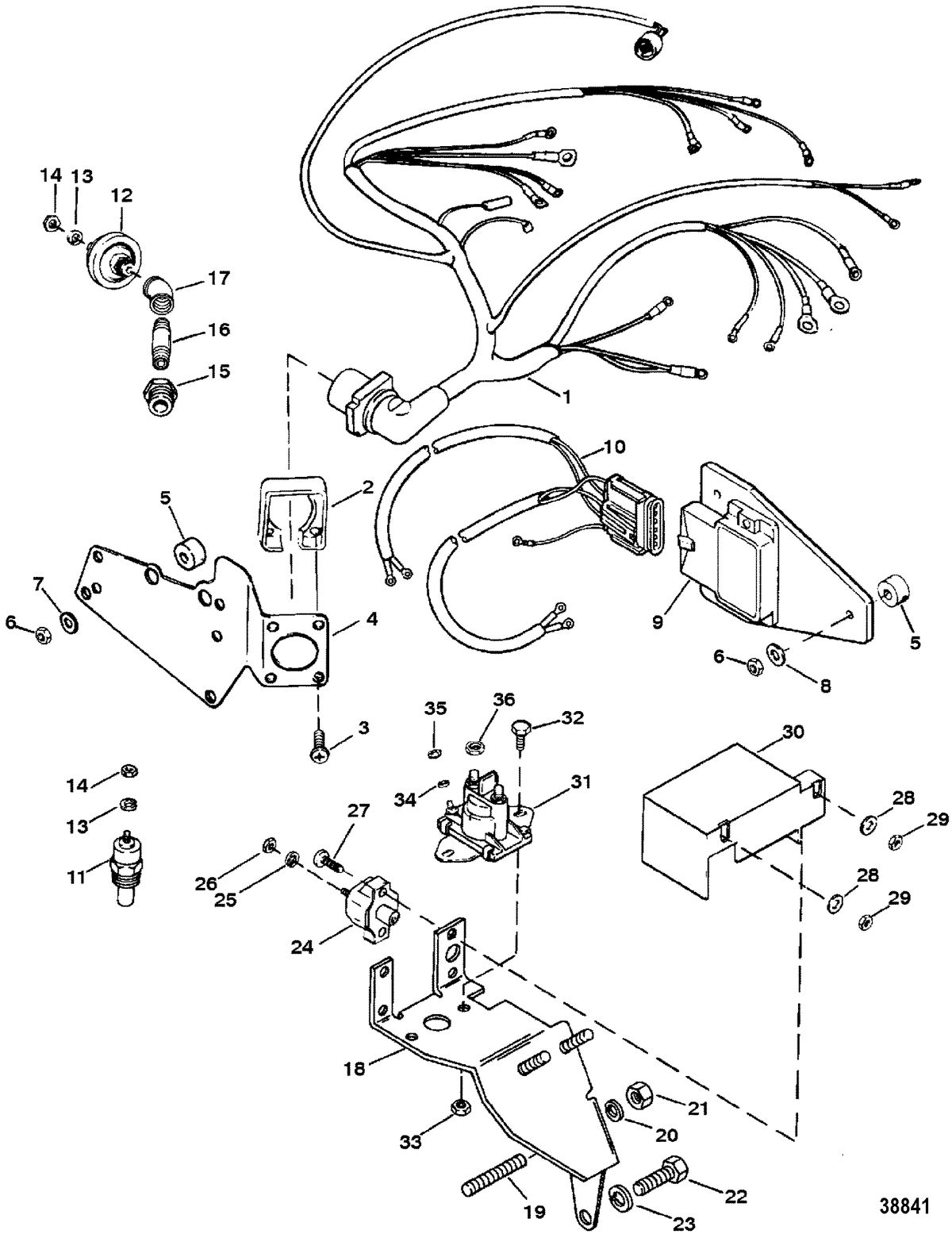 MERCRUISER 7.4L 454 MAG BRAVO GEN V WIRING HARNESS/ELECTRICAL(MOUNTED ON EXHAUST ELBOW)TB IV