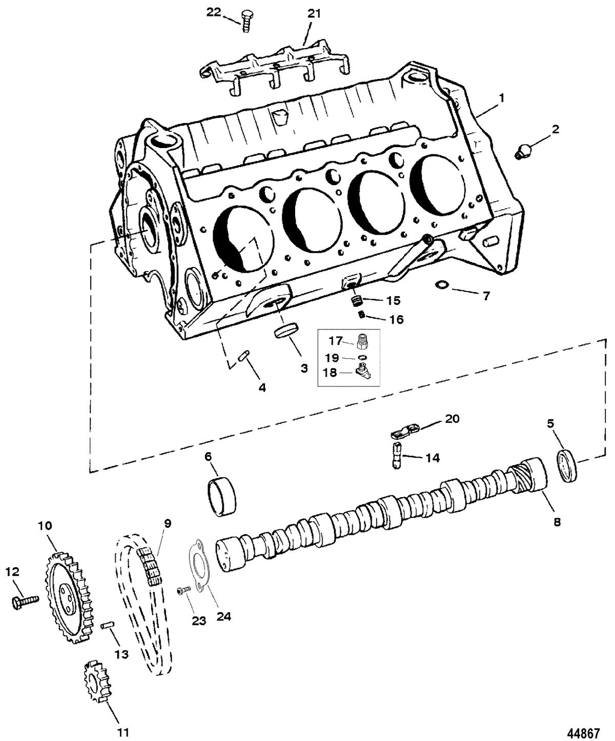 MERCRUISER 7.4L/8.2L MPI (MIE) GEN VI CYLINDER BLOCK AND CAMSHAFT