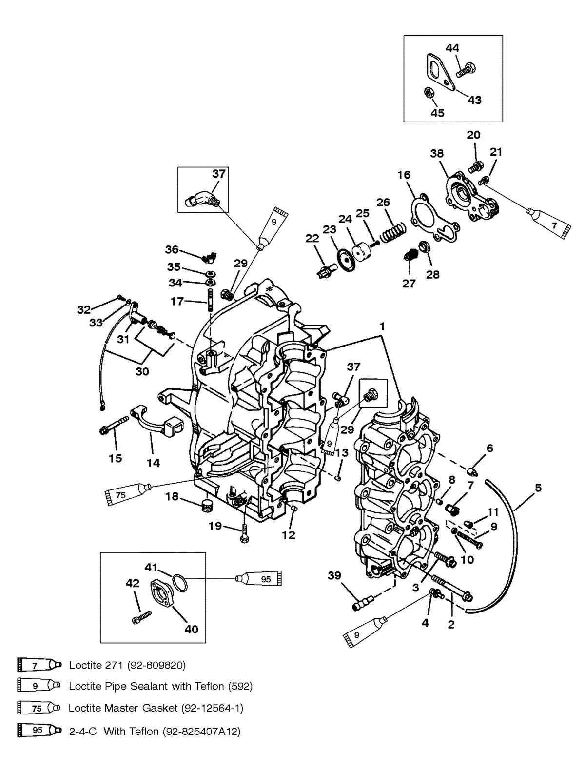 MERCURY/MARINER 50/55/60 JET 45 CYLINDER BLOCK AND CRANKCASE