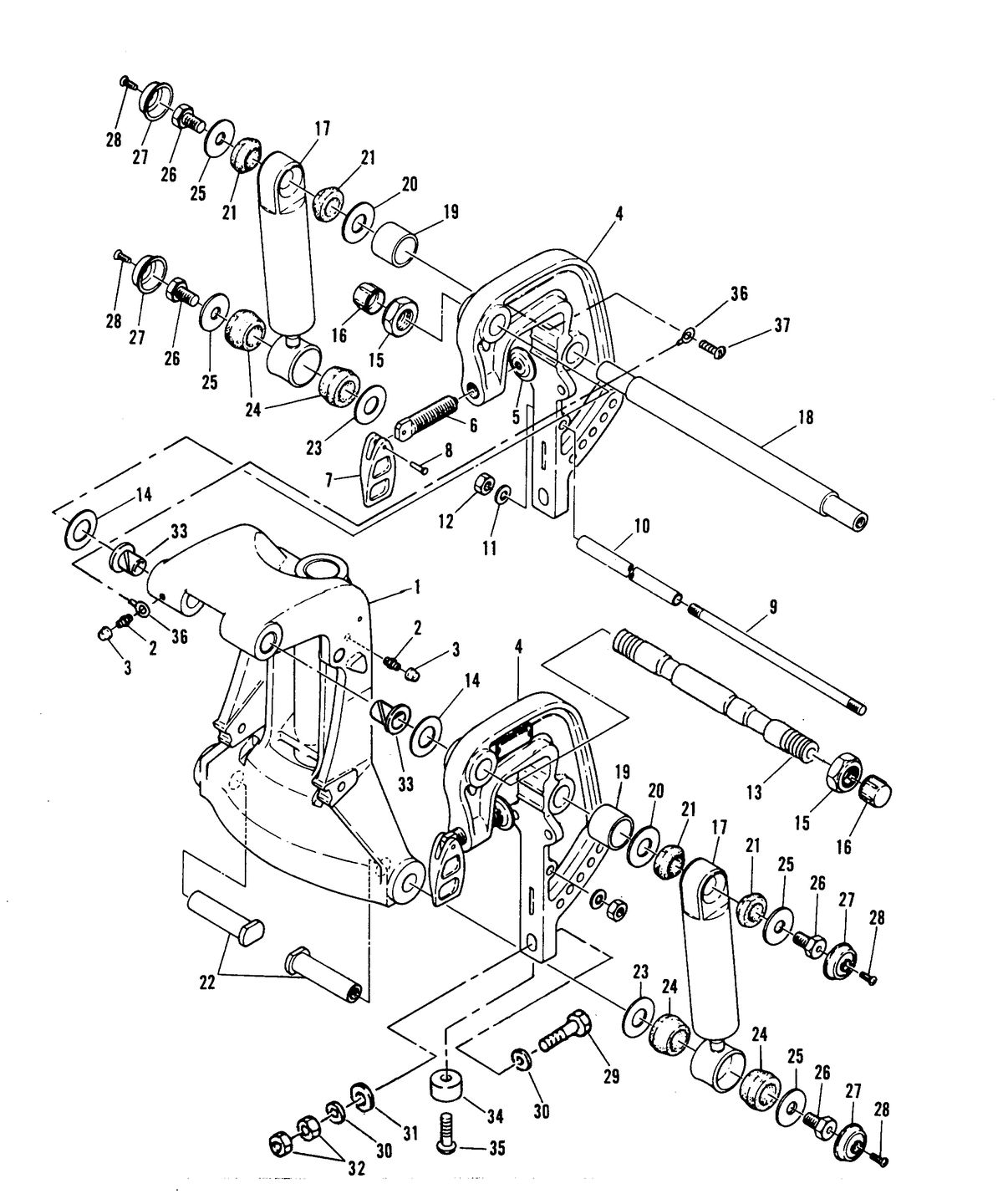 MARINER 55 HP CLAMP AND SWIVEL BRACKET