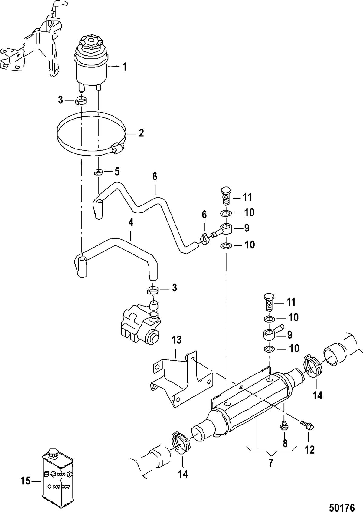 MERCRUISER VW TDI 3.0L OIL CONTAINER COMPONENTS, POWER STEERING