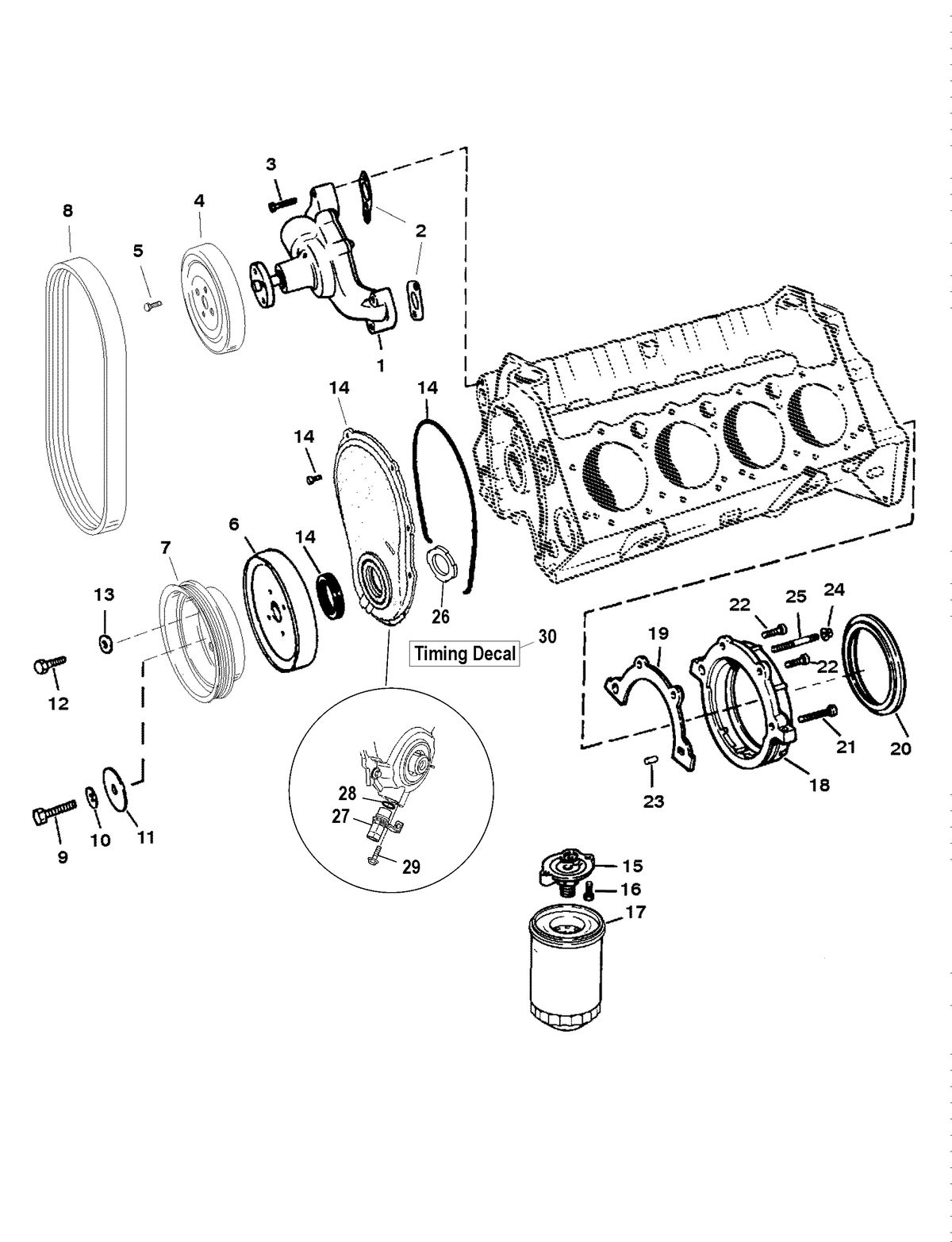 MERCRUISER 350/6.2L BLACK SCORPION SKI (GEN+) WATER PUMP AND FRONT COVER