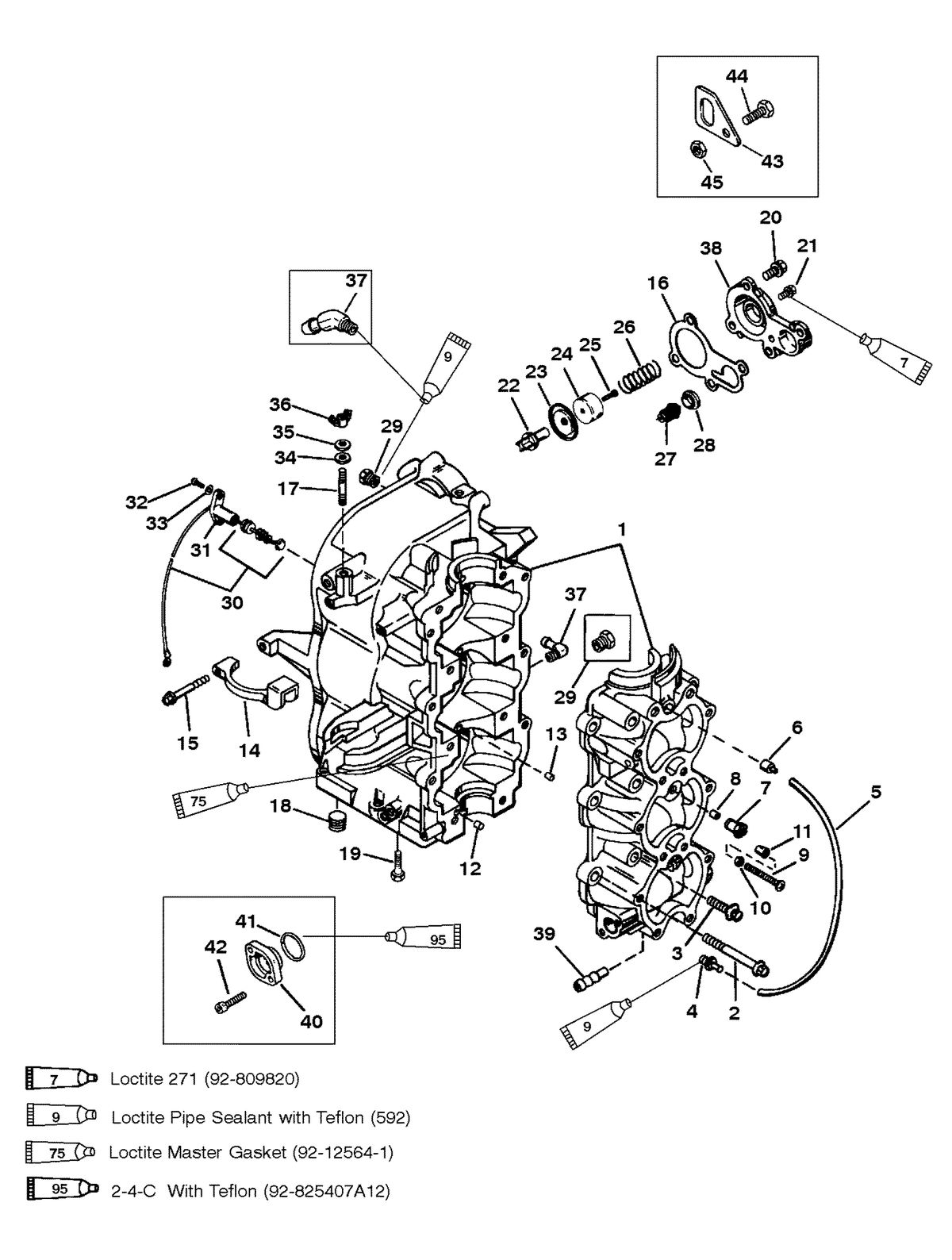 MERCURY/MARINER 50/55/60 JET 45 CYLINDER BLOCK AND CRANKCASE