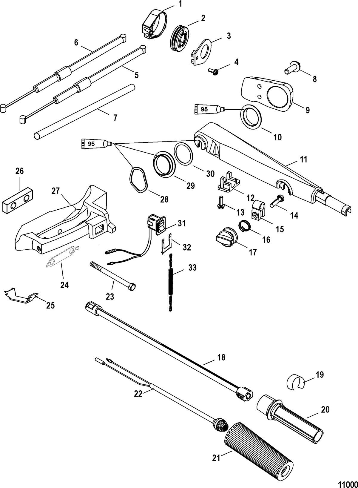ACCESSORIES STEERING SYSTEMS AND COMPONENTS Tiller Handle Kit(828813A6 / A7 / A29)