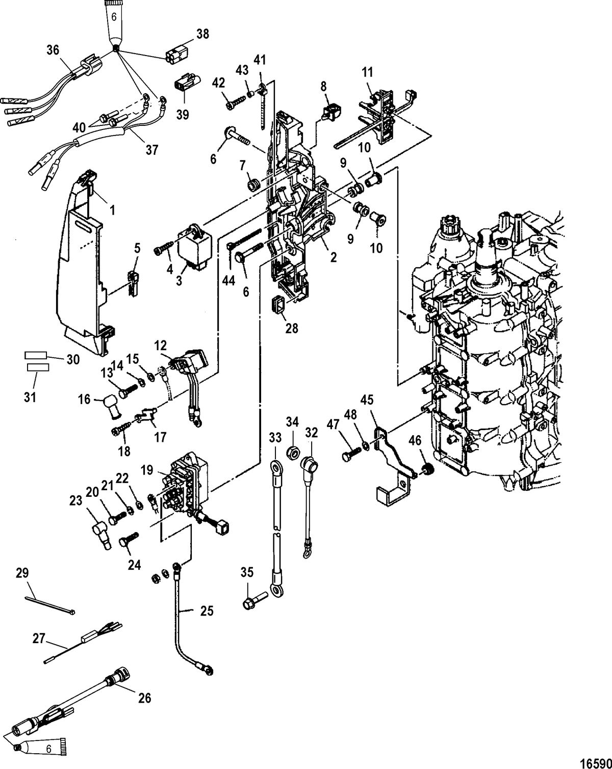 MERCURY/MARINER 75/80/90/100 EFI 4-STROKE Electrical Components, Relay Mounting