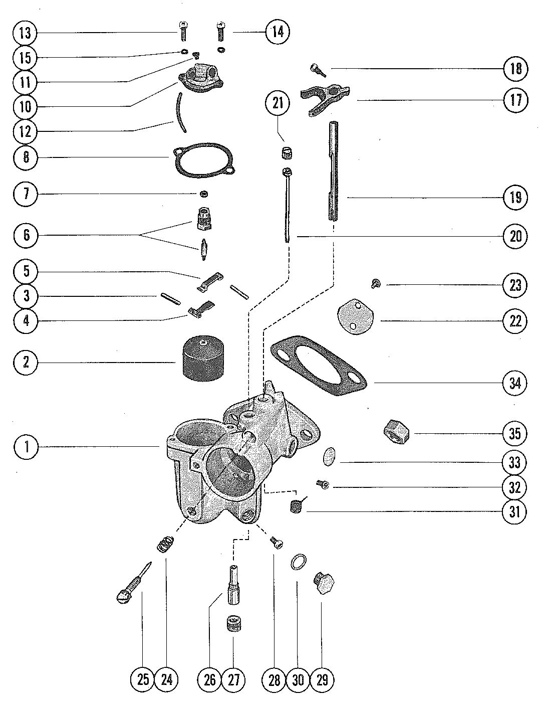 MARINER 140 HORSEPOWER CARBURETOR ASSEMBLY