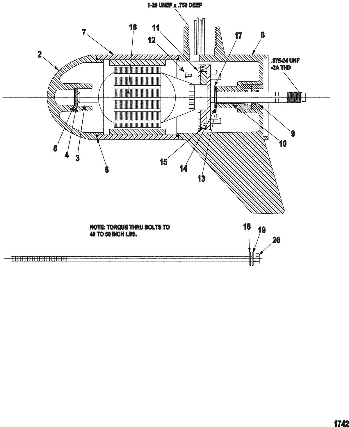 TROLLING MOTOR MOTORGUIDE TT THRUSTER SERIES Lower Unit Assembly(30# - 5 Speed) (MHF397102)