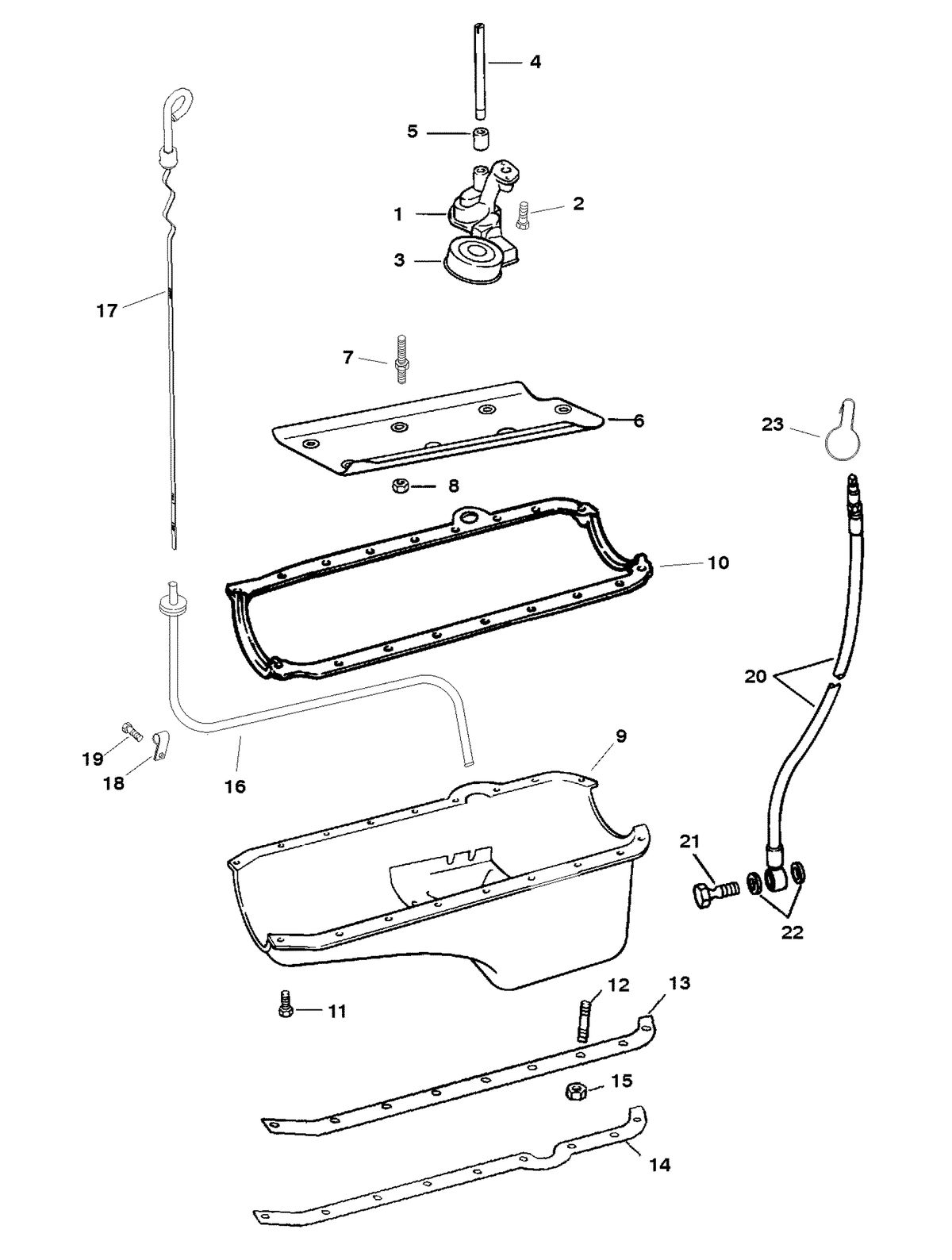 MERCRUISER 350 MAGNUM TOURNAMENT SKI (CARB) OIL PAN AND OIL PUMP
