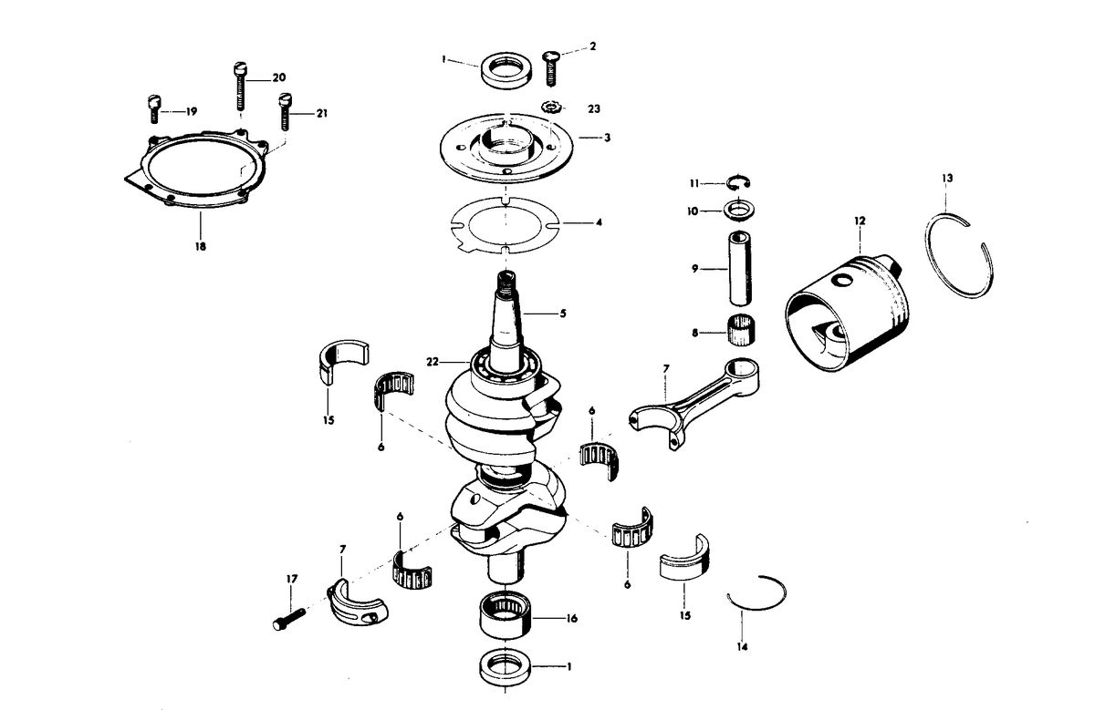 CHRYSLER 35 H.P. CRANKSHAFT AND PISTON GROUP