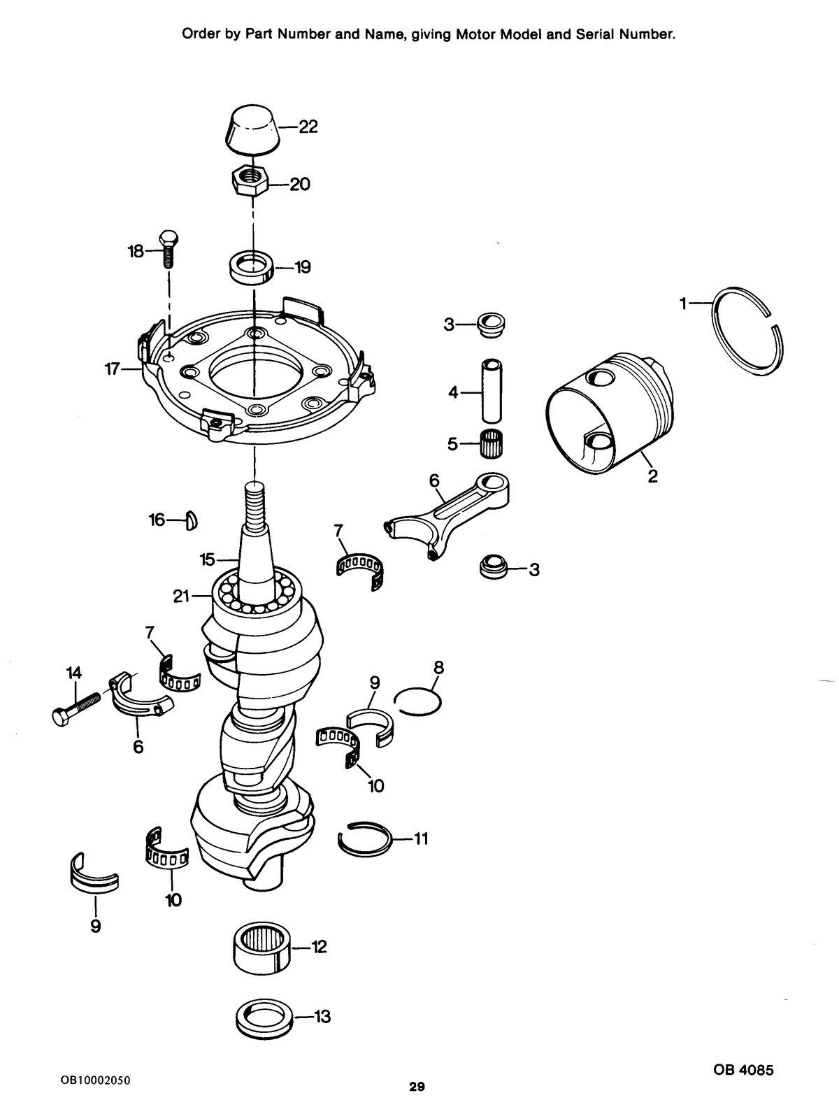 FORCE FORCE 1986 85 H.P. CRANKSHAFT AND PISTON