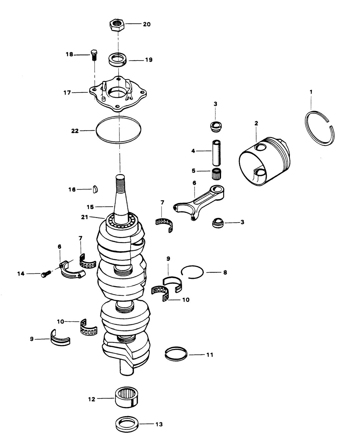 CHRYSLER 115 H.P. CRANKSHAFT AND PISTON GROUP