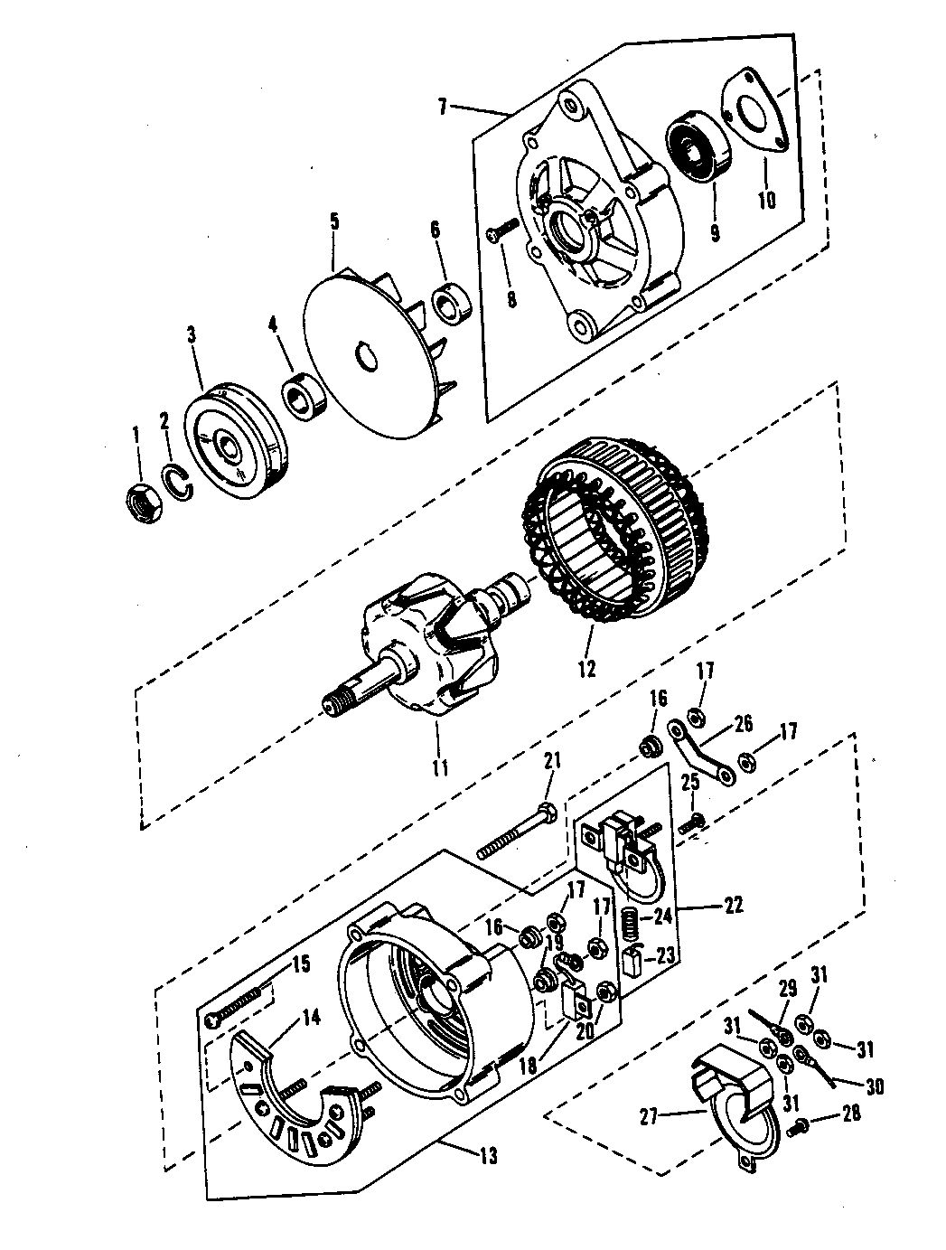 MERCRUISER 465 H.P. ENGINE ALTERNATOR (MANDO # AC - 155603) (D763732,F213244)