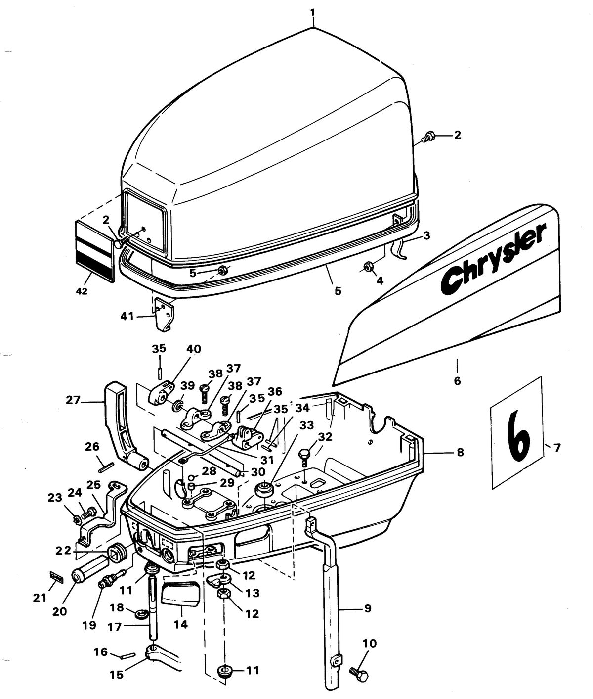 CHRYSLER 6 HP SPECIAL ENGINE COVER AND SUPPORT PLATE