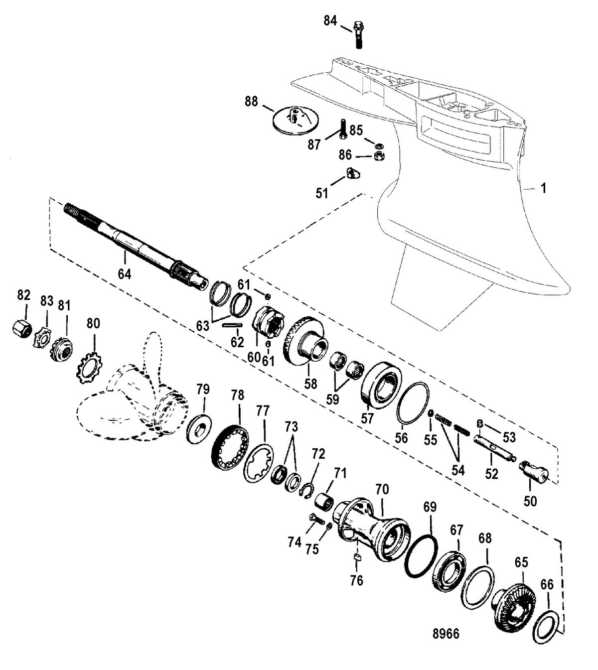 RACE OUTBOARD 150/200 PRO-MAX/SUPER MAGNUM (EFI) Gear Housing, Propeller Shaft-Standard Rotation-Sportmaster