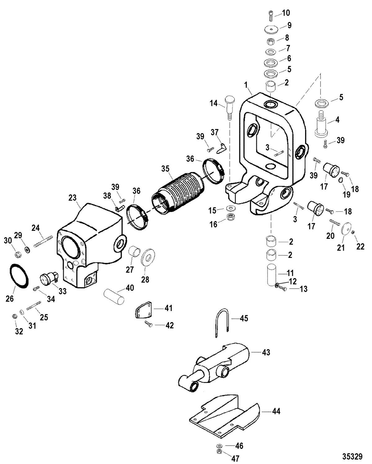 RACE STERNDRIVE SSM/DRY SUMP DRIVES AND TRANSOMS Gimbal Ring And Bell Housing Assembly(Without Trim Sensor)