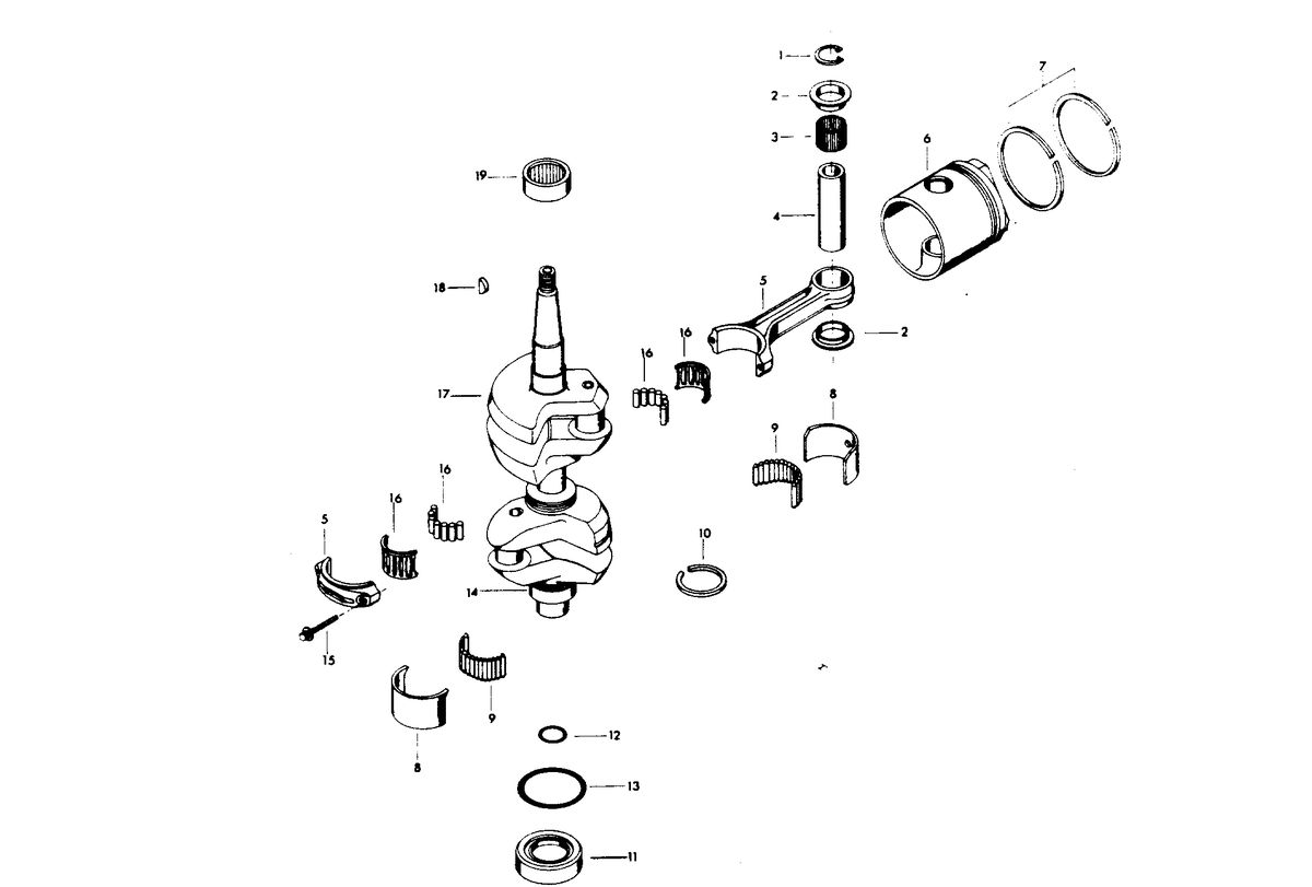 CHRYSLER 25 H.P. CRANKSHAFT AND PISTON GROUP