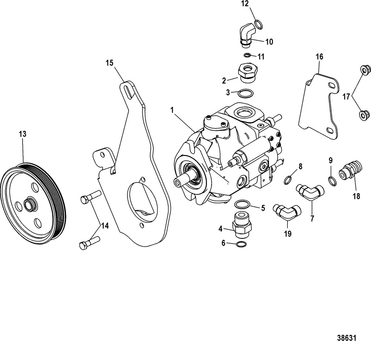 MERCRUISER 5.0L, 350, 377 MAG MPI STERNDRIVE AXIUS Steering Components, Hydraulic Pump