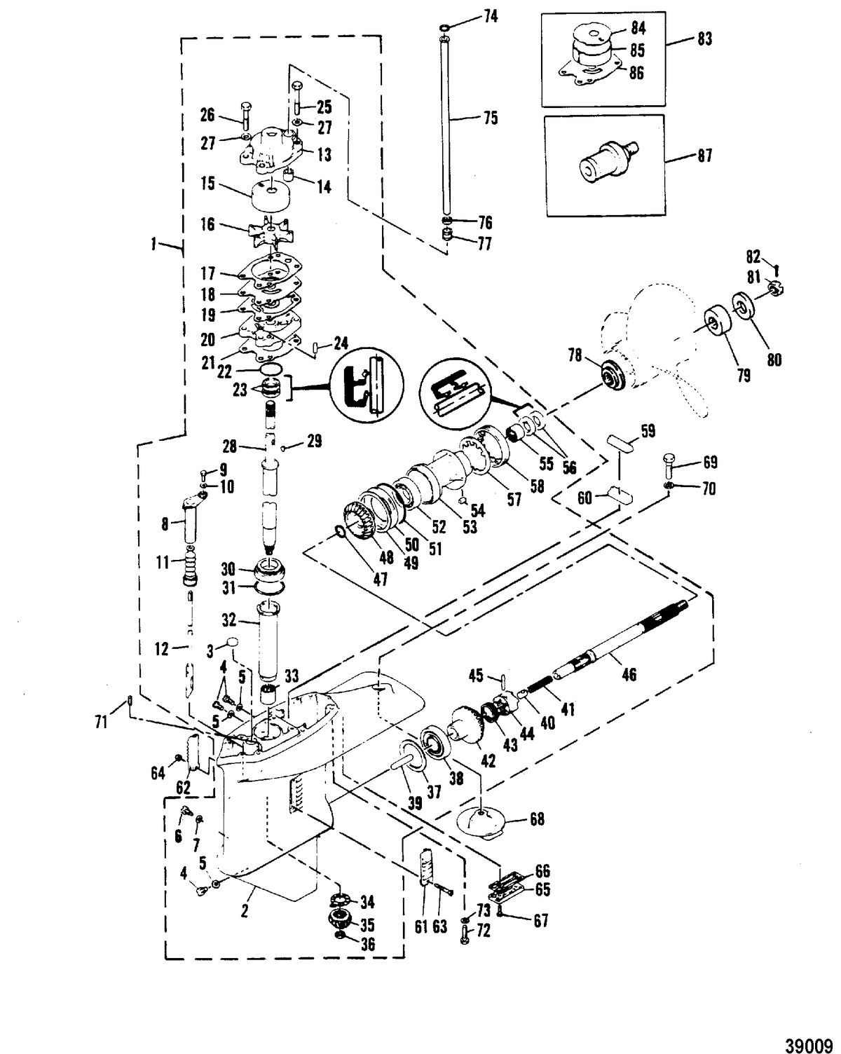 MARINER 40 HP GEARHOUSING ASSEMBLY