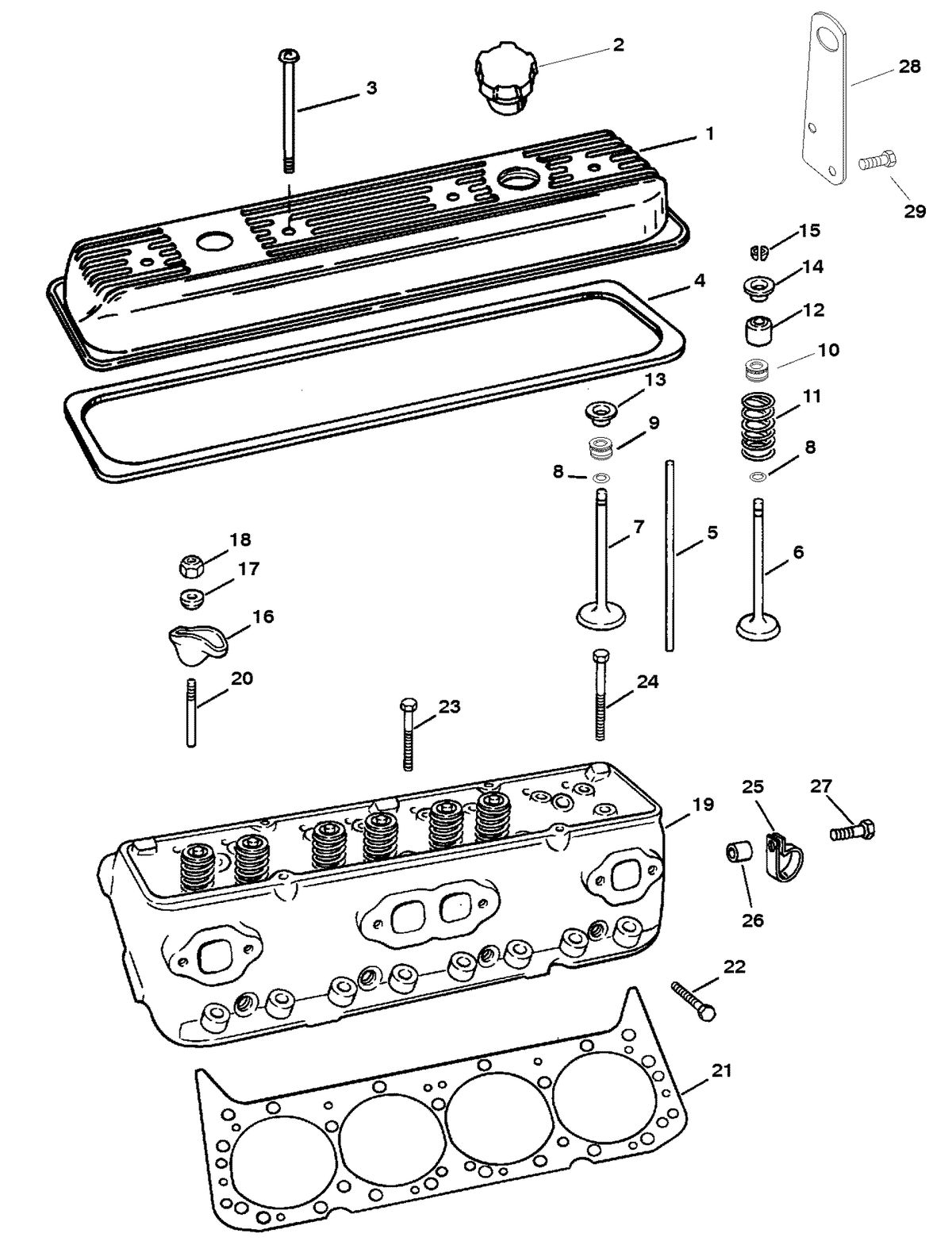 MERCRUISER 350 MAGNUM TOURNAMENT SKI (CARB) CYLINDER HEAD AND ROCKER COVER