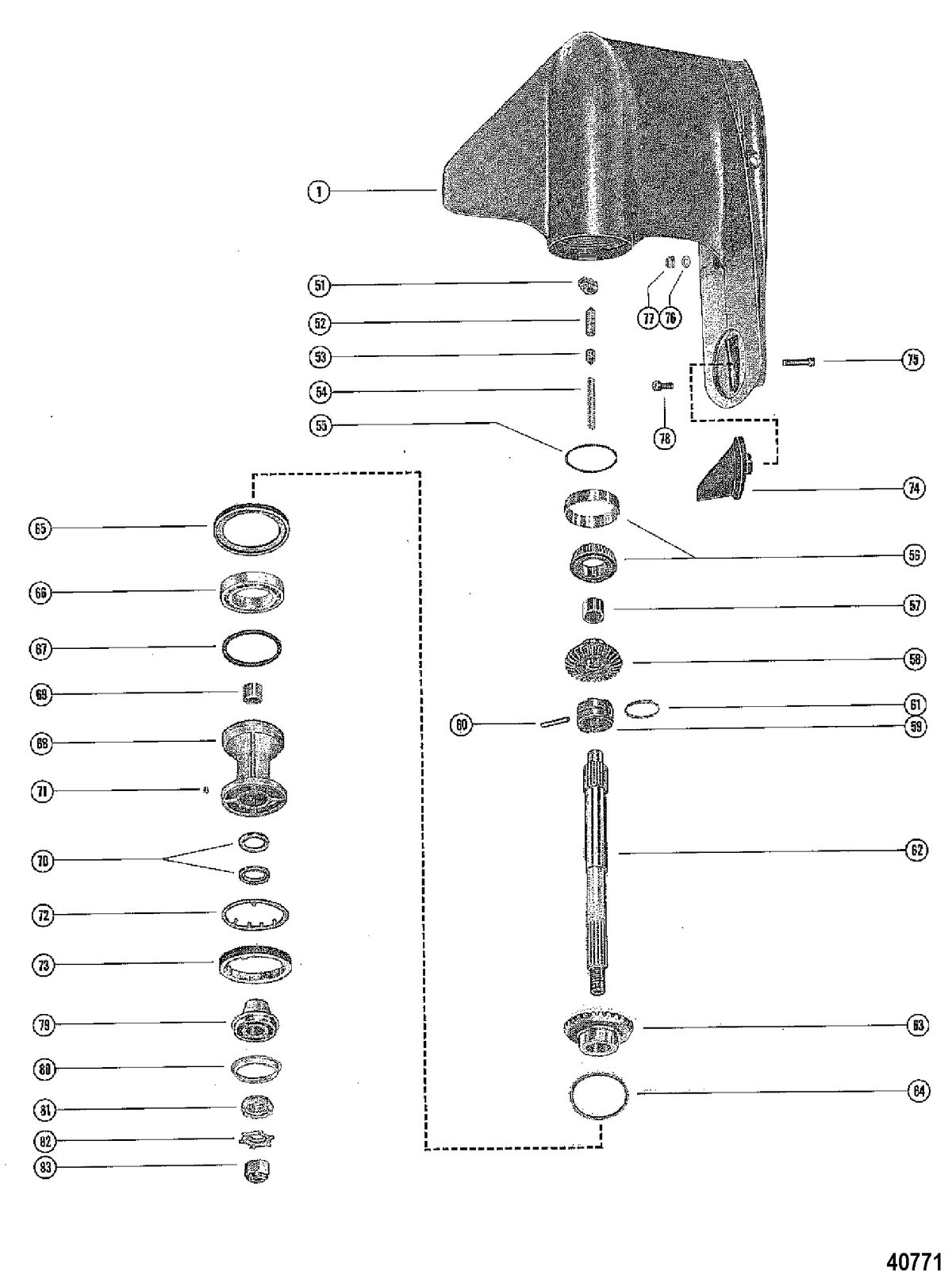 MERCURY MERC 1150 GEAR HOUSING ASSEMBLY, Propshaft