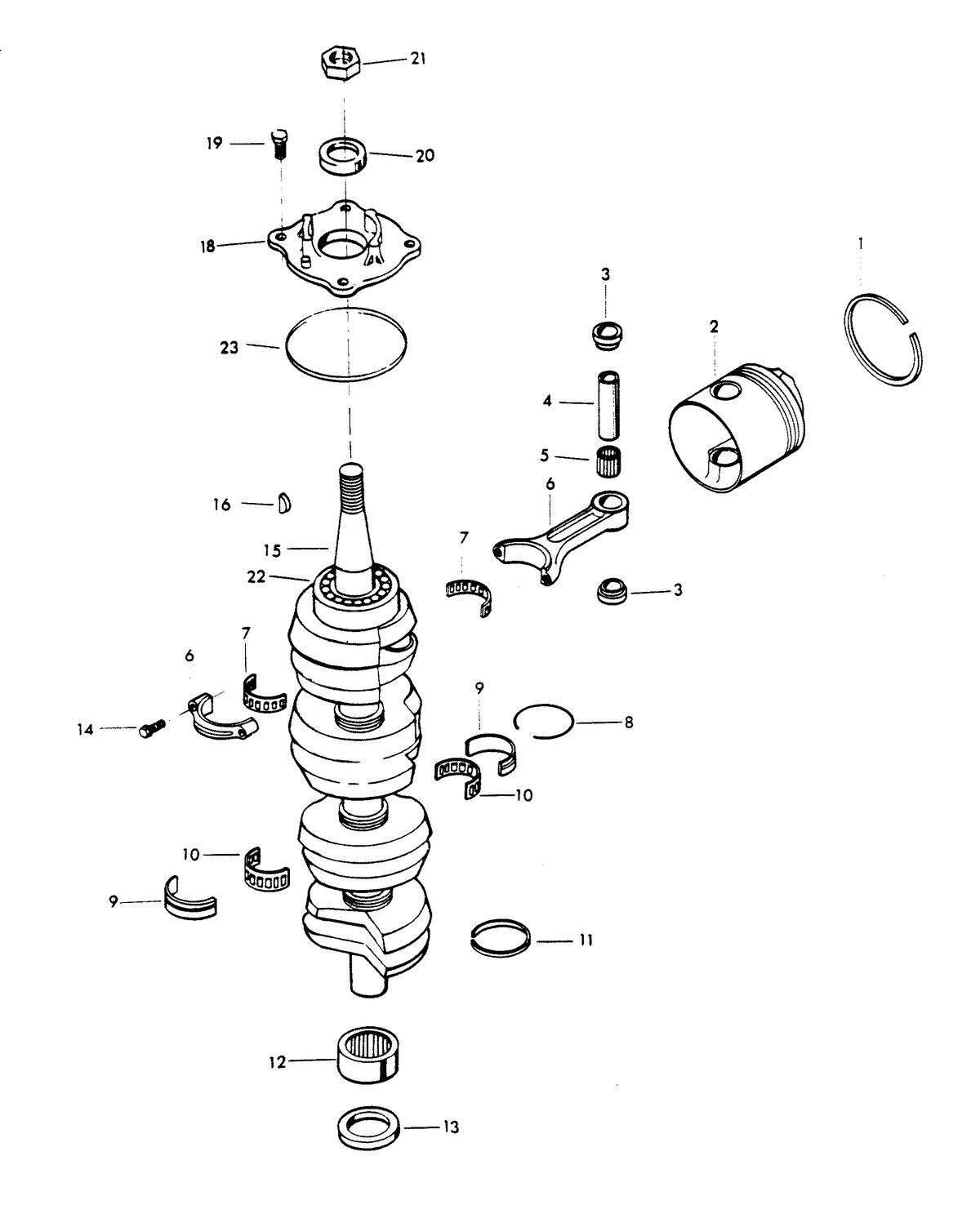 CHRYSLER 115 H.P. CRANKSHAFT AND PISTON GROUP